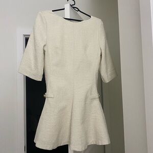 H&M Cream Textured Short Sleeve A-Line Dress